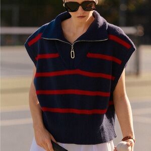 Maeve Striped Quarter-Zip Vest